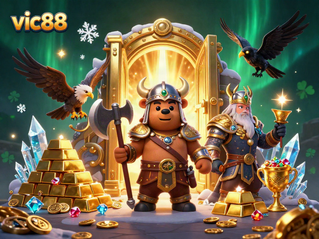 Engage with vic88's thrilling casino experience featuring bear warriors and treasure!