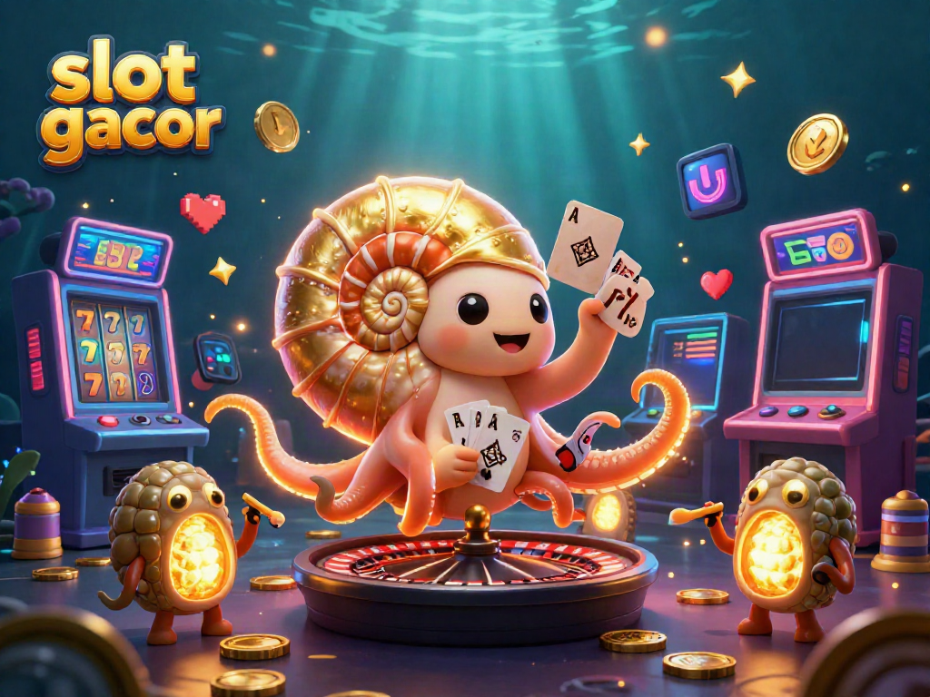 Experience slot gacor action with a vibrant 3D casino scene featuring a giant nautilus and colorful game elements.