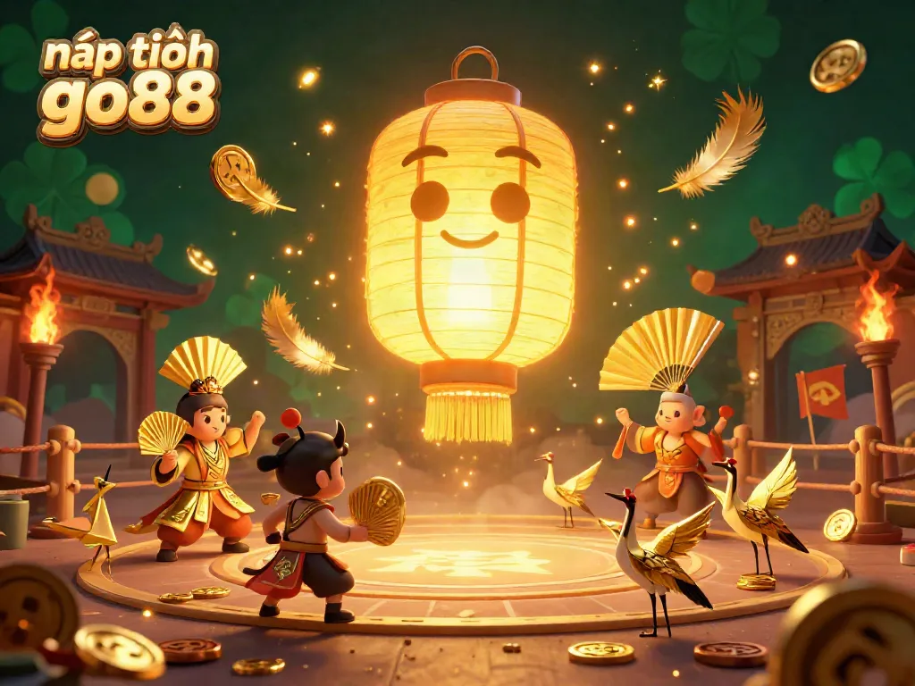 Experience nạp tiền go88 in a vibrant casino scene with golden lanterns and lucky symbols.