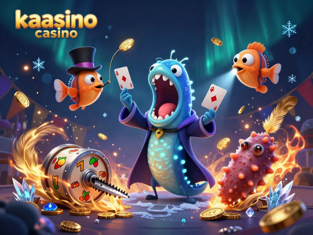 Kaasino casino showcases a magical undersea scene with animated creatures performing casino card tricks.