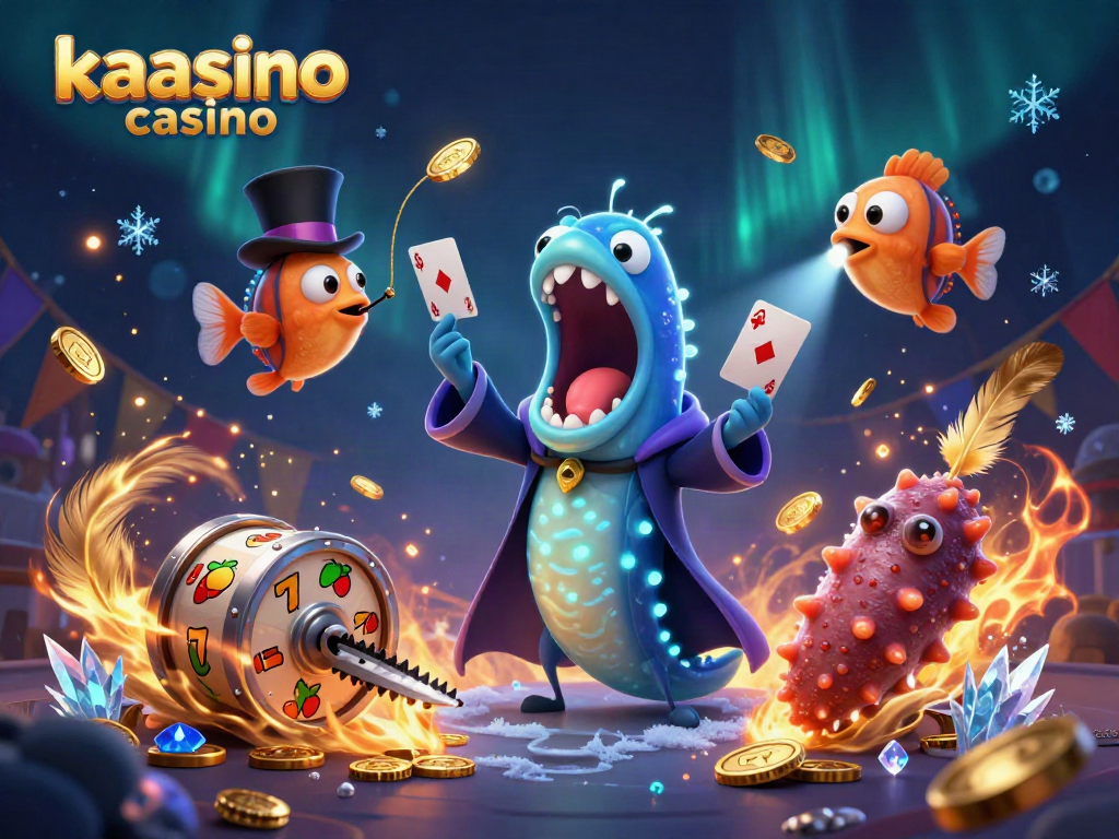 Kaasino casino showcases a magical undersea scene with animated creatures performing casino card tricks.