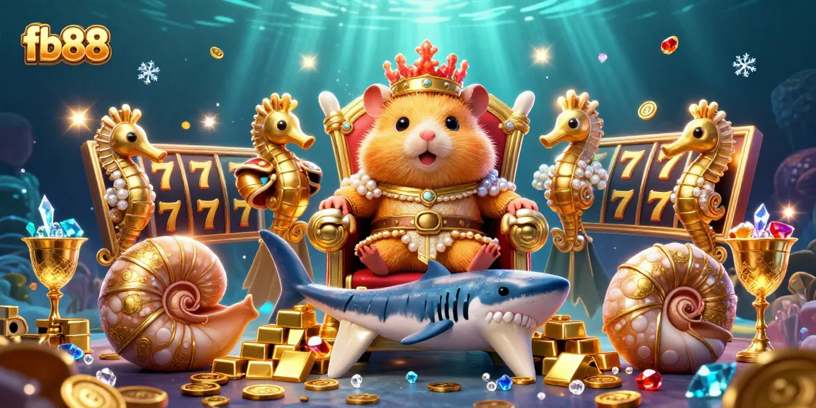 Experience the excitement of fb88 with golden hamster king and jackpot treasures in a vibrant casino scene.